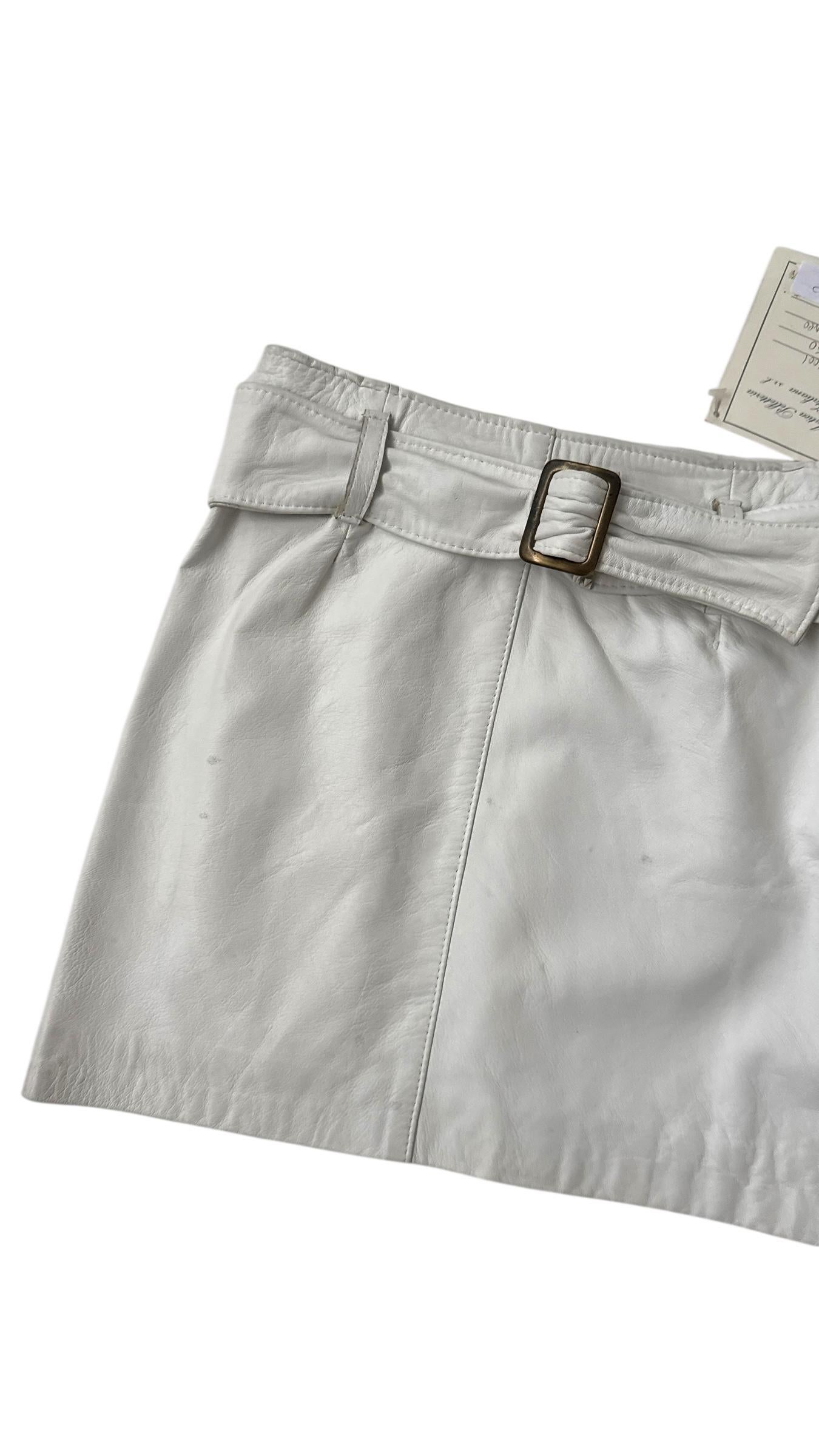 Vintage White Leather Mini Skirt by Antica Pelletteria Italiana For Sale 6