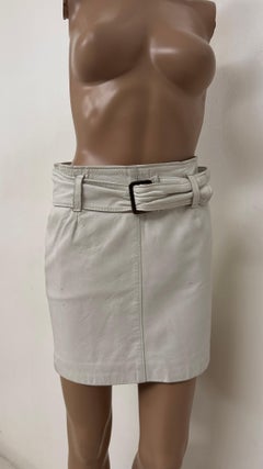 Vintage White Leather Mini Skirt by Antica Pelletteria Italiana