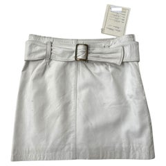 Vintage White Leather Mini Skirt by Antica Pelletteria Italiana