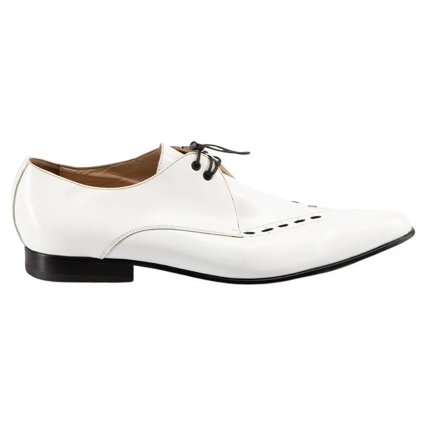 Vintage White Leather Pointed Brogues Size IT 41 For Sale