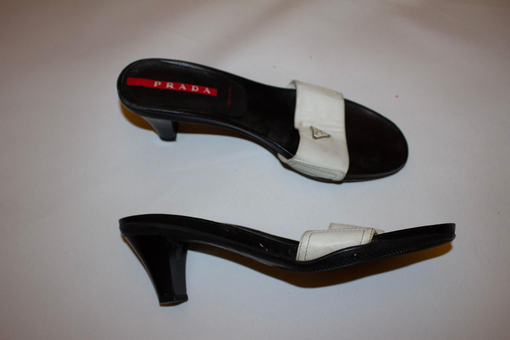 Vintage White Leather Prada Mules For Sale 1