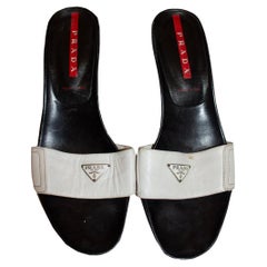Vintage White Leather Prada Mules