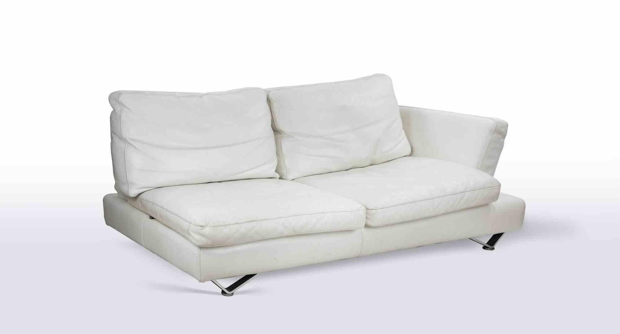 Vintage White Leather Sofa Set Italian Production 1970s For Sale 1