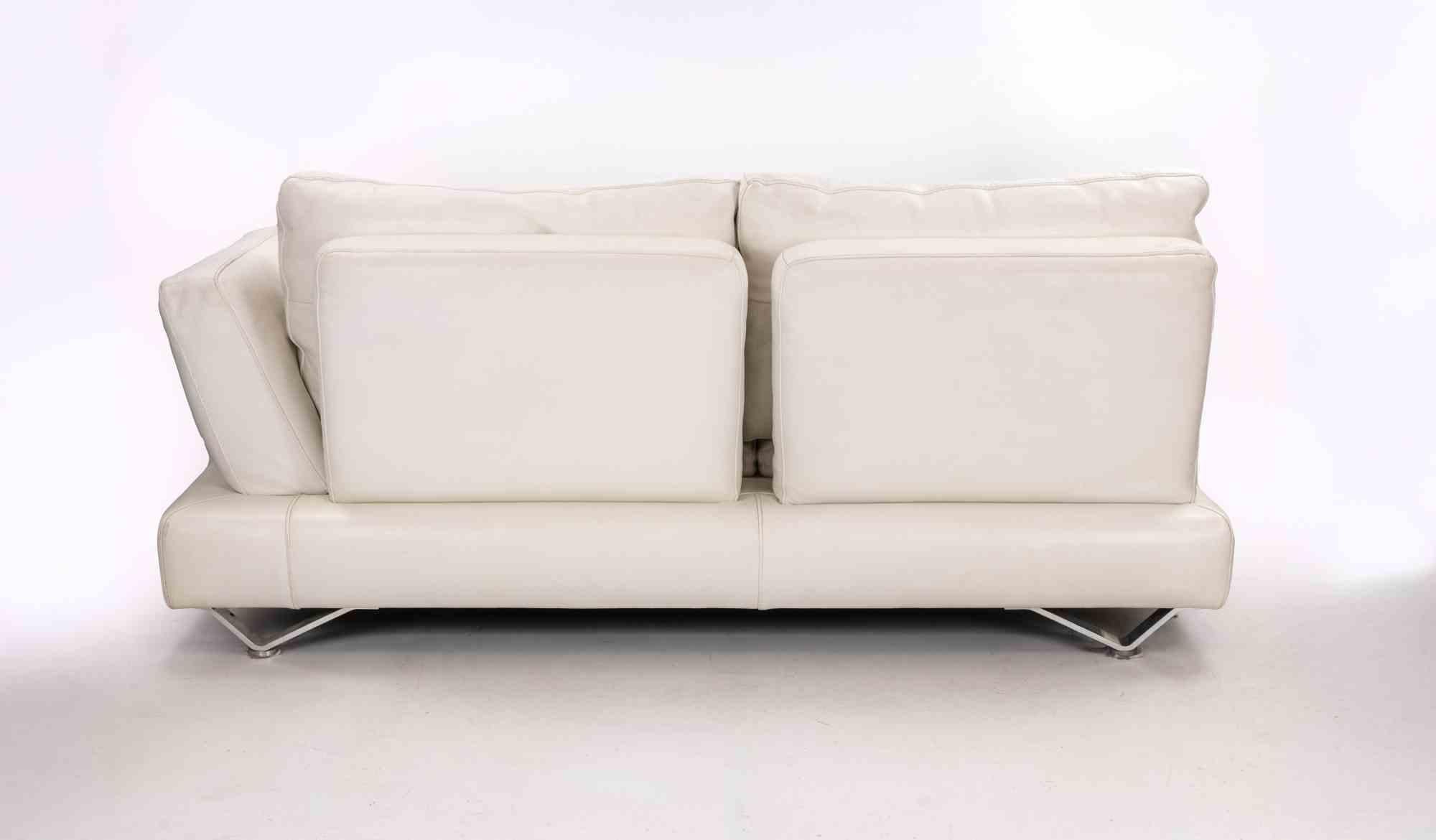 Vintage White Leather Sofa Set Italian Production 1970s For Sale 5