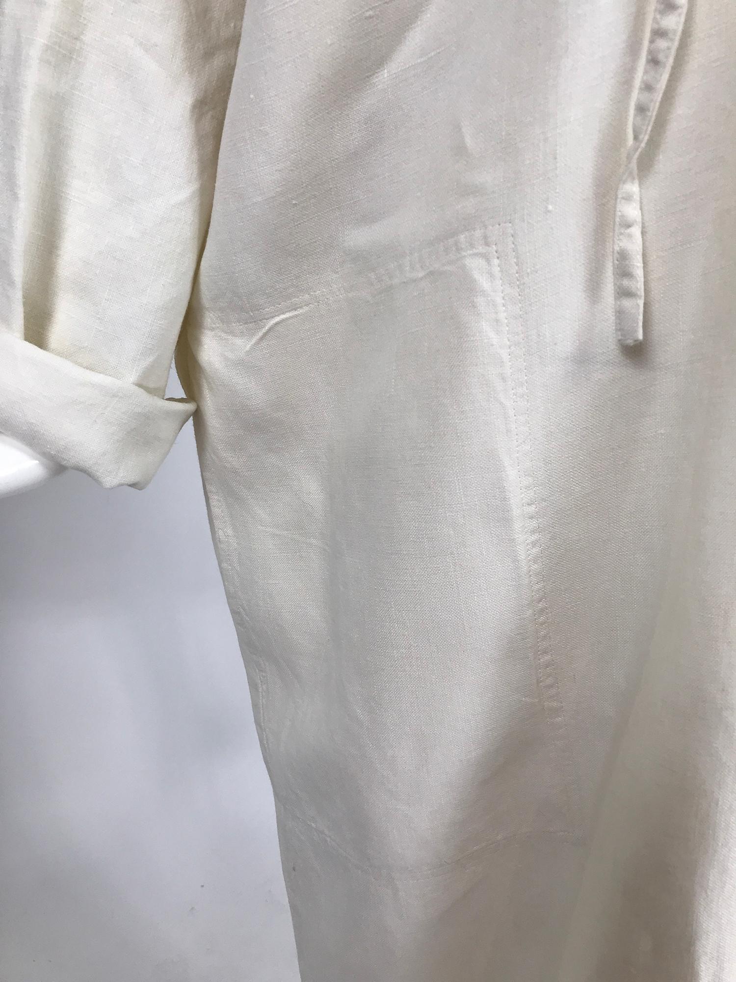 Vintage White Linen Duster Coat Over Size 1990s 6