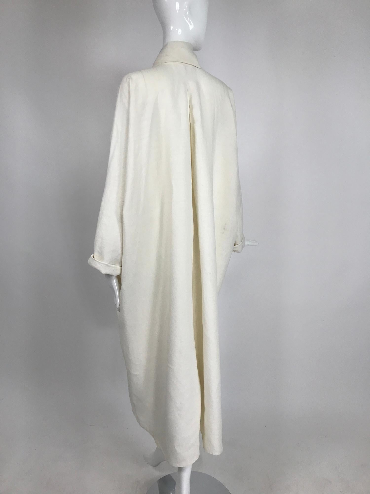 Vintage White Linen Duster Coat Over Size 1990s 1