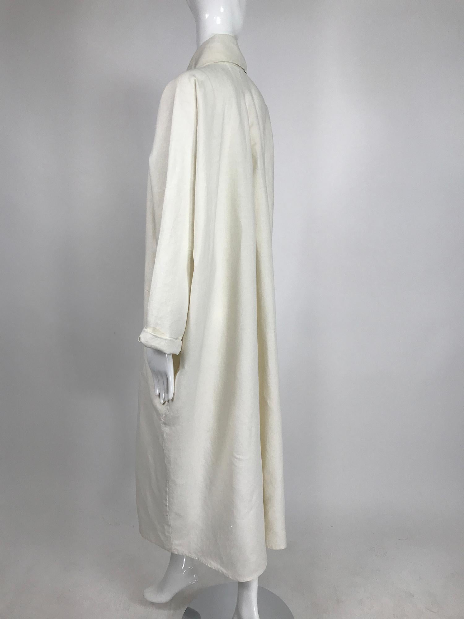 Vintage White Linen Duster Coat Over Size 1990s 2
