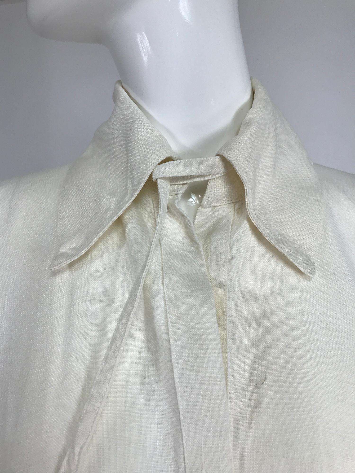 Vintage White Linen Duster Coat Over Size 1990s 4