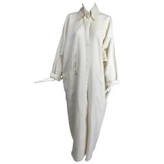 Vintage White Linen Duster Coat Over Size 1990