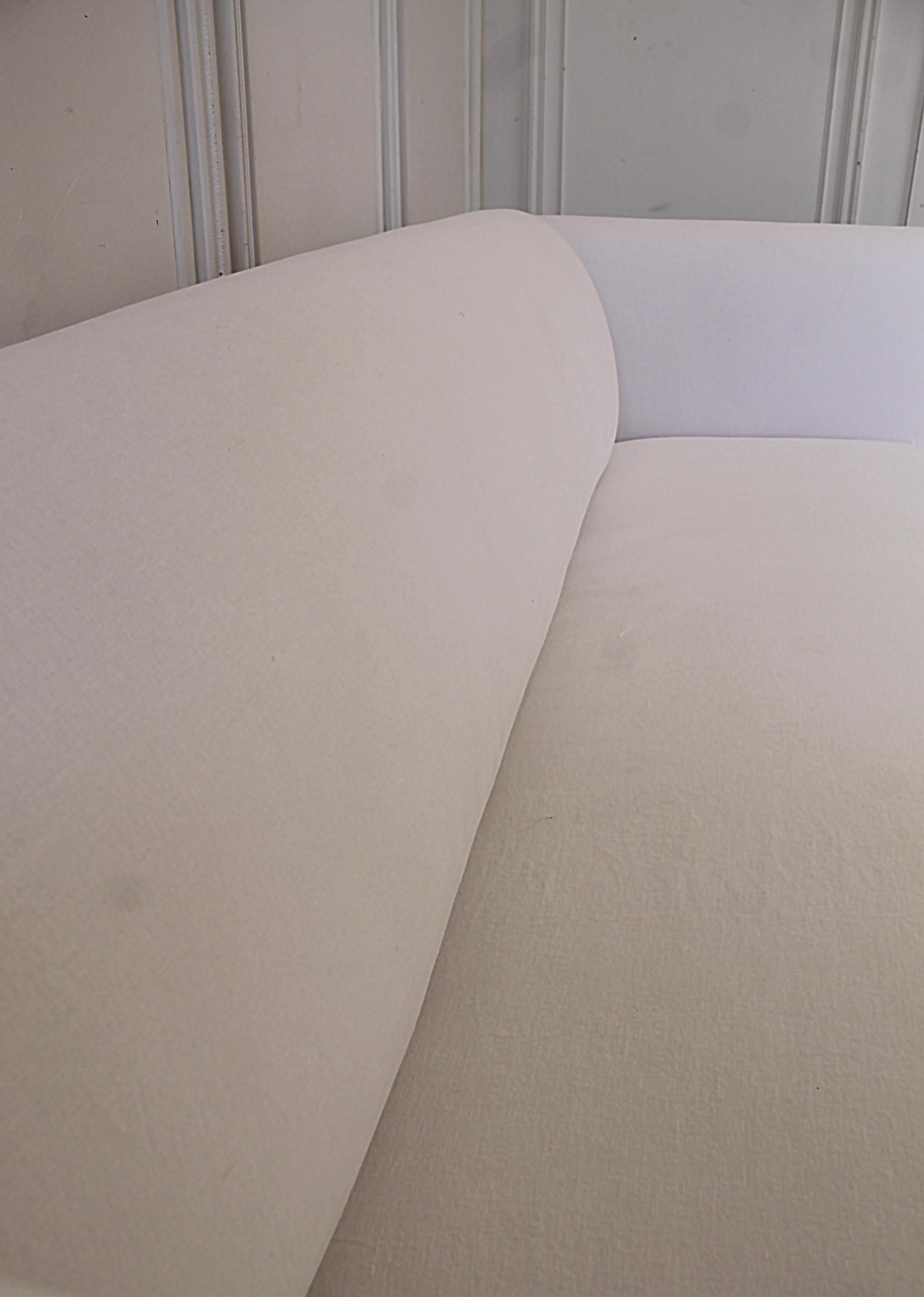 Vintage White Linen Slip Covered Shelter Arm Modern Sofa 7