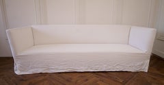 Vintage Weiß Leinen Schlupf bedeckt Unterschlupf Arm Modern Sofa