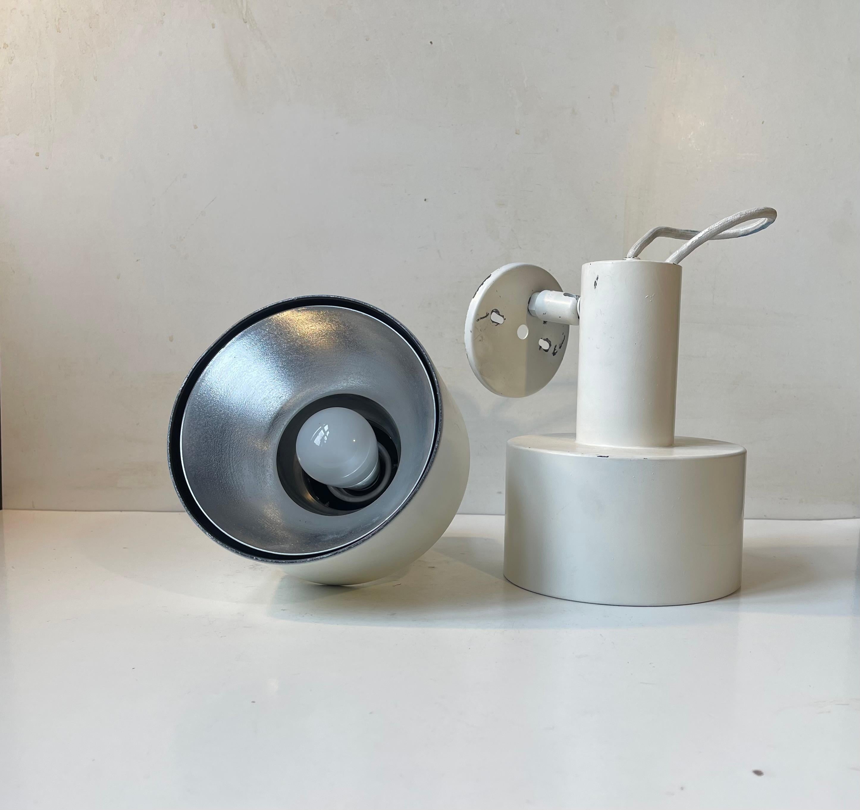 Danish Vintage White Louis Poulsen Industrial Wall Lamps, 1970s For Sale