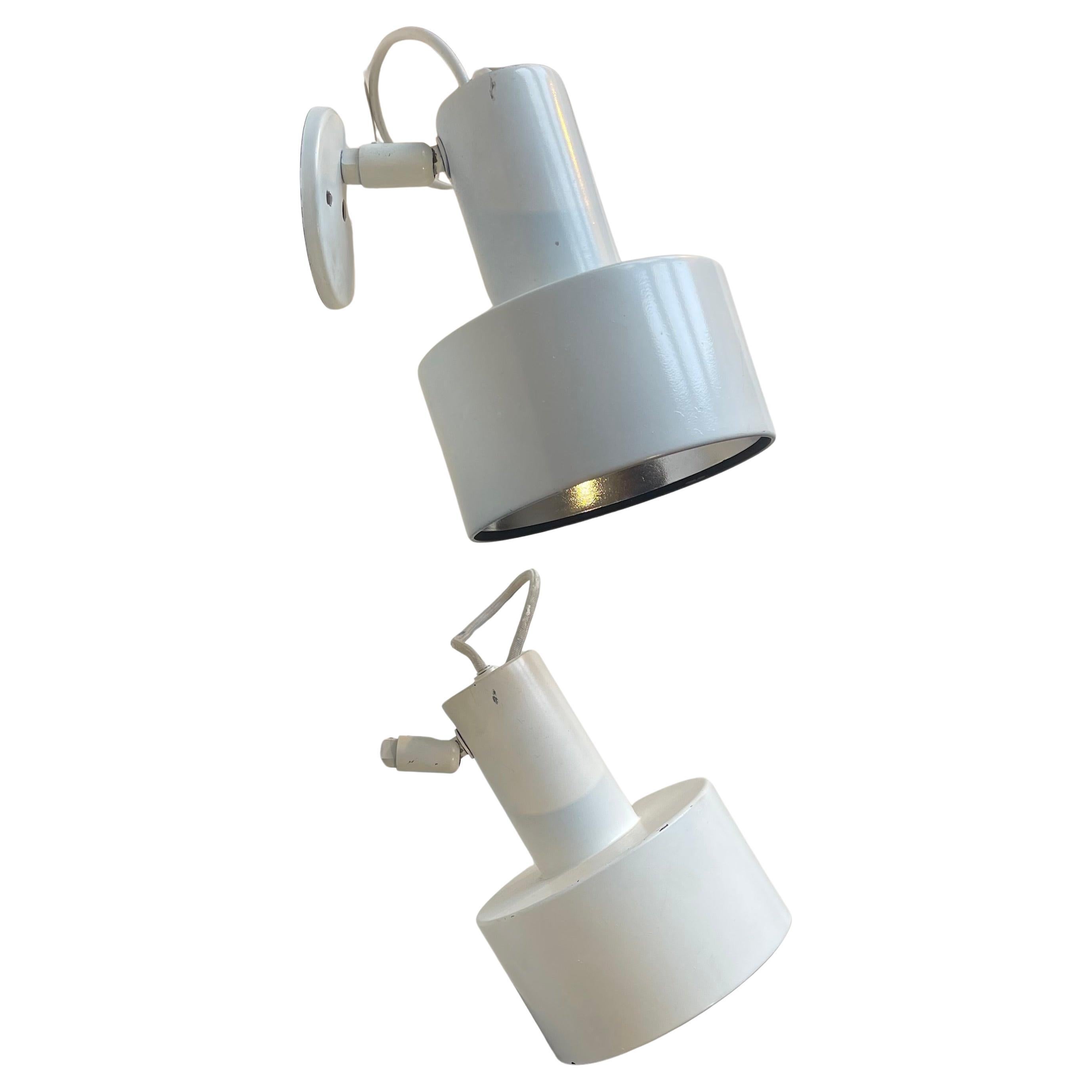 Vintage White Louis Poulsen Industrial Wall Lamps, 1970s