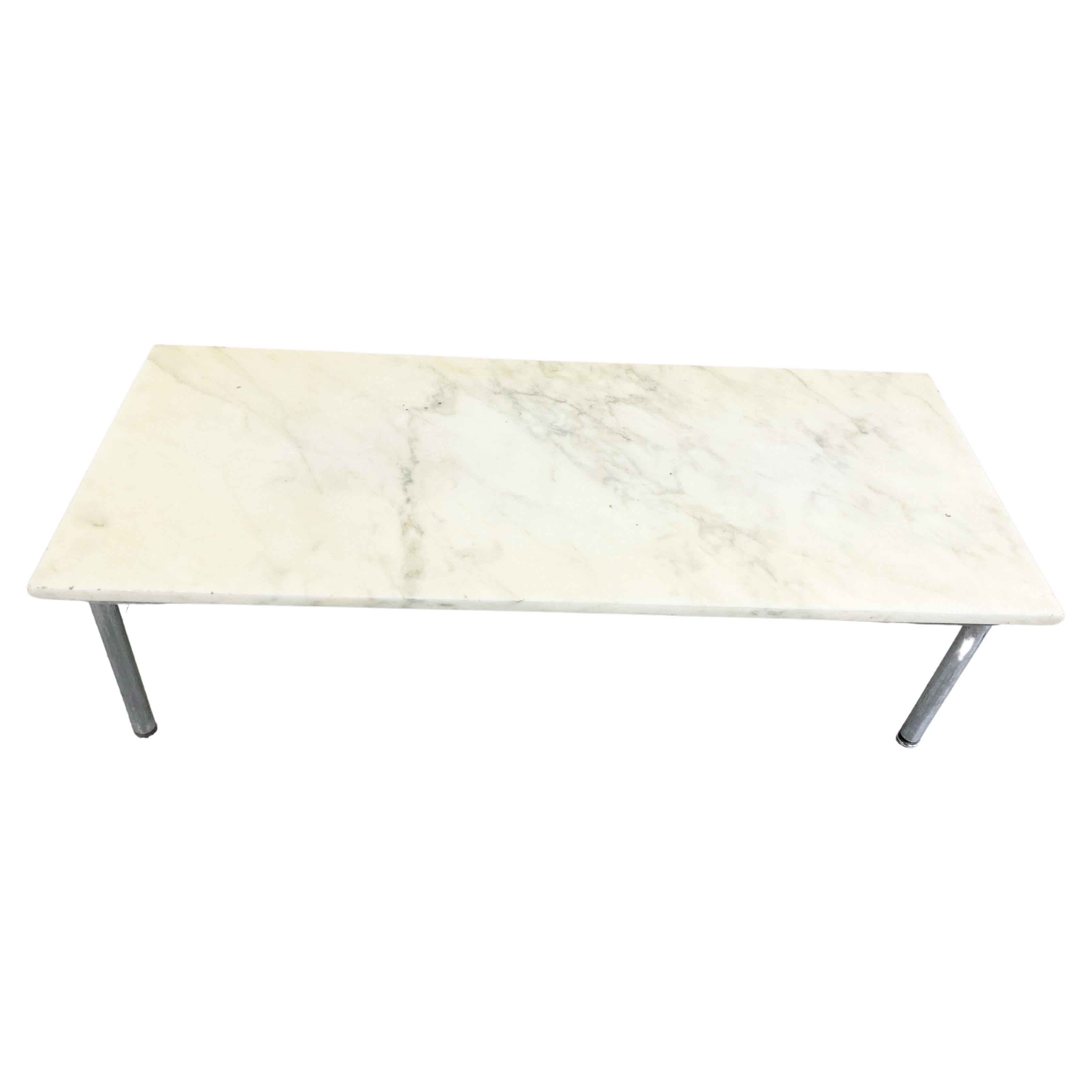 Vintage White Marble Coffee Table, 1960s For Sale