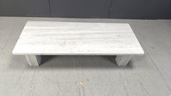 Vintage white marble coffee table, 1970s