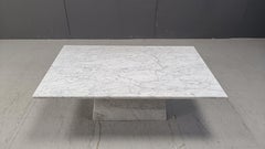 Vintage white marble coffee table, 1970s