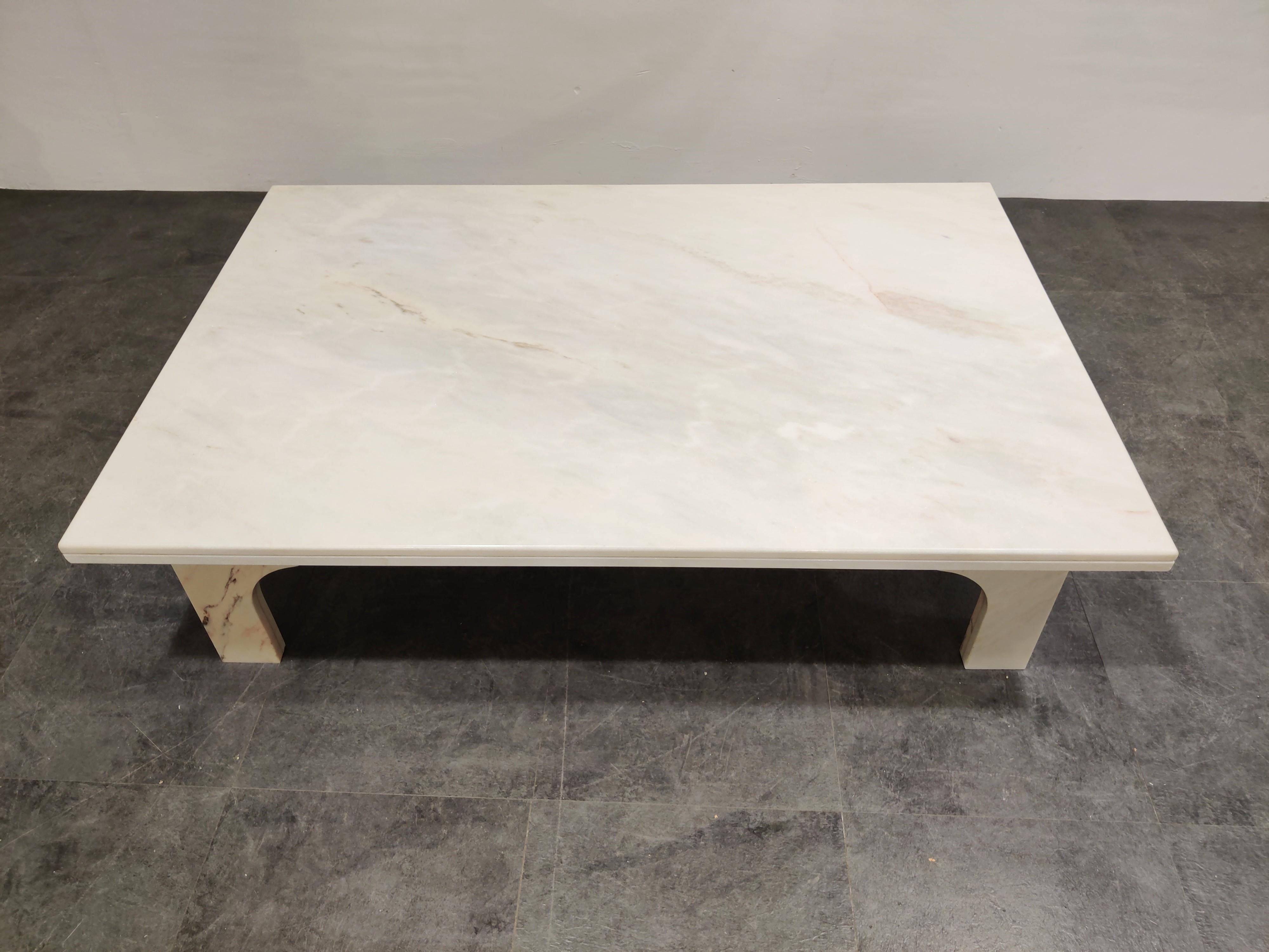 Mid-Century Modern Vintage White Marble Coffee Table, 1970s