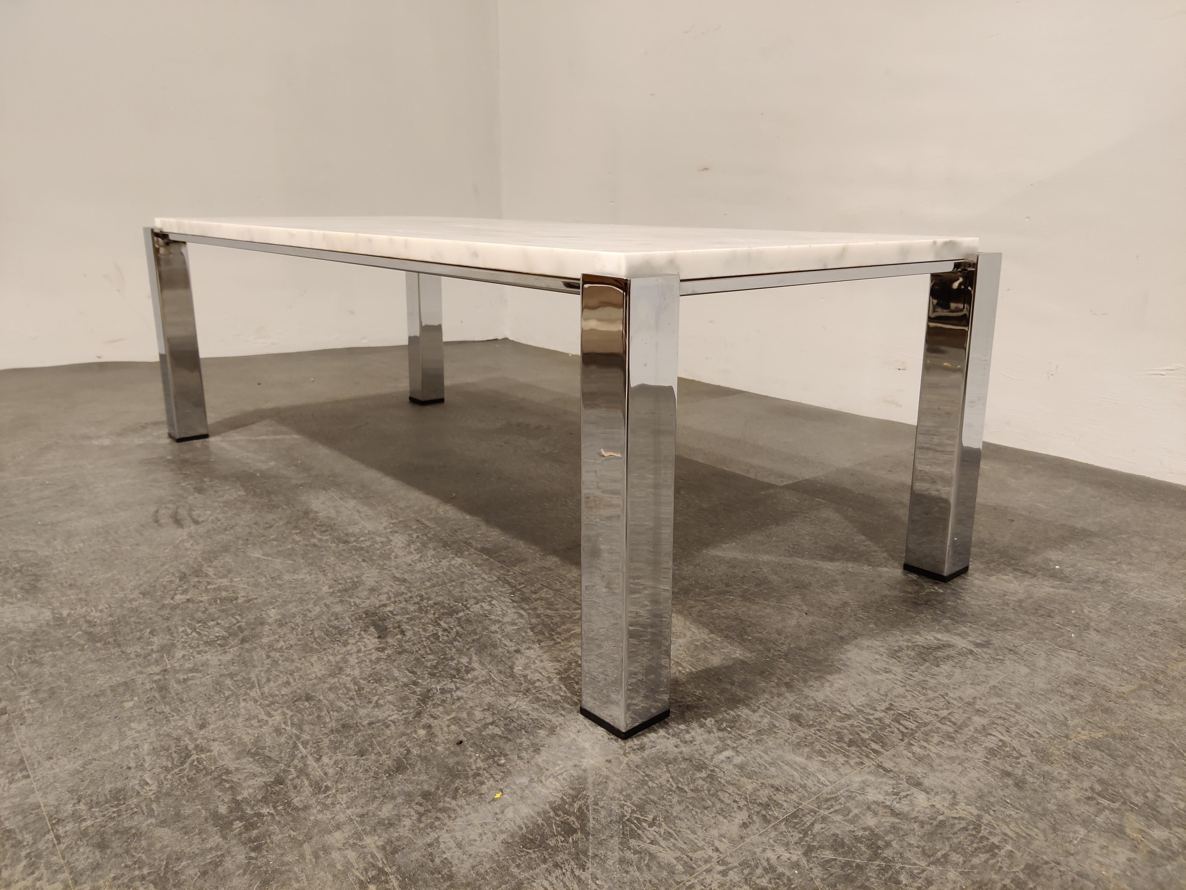 Mid-Century Modern Vintage White Marble Coffee Table, 1970s