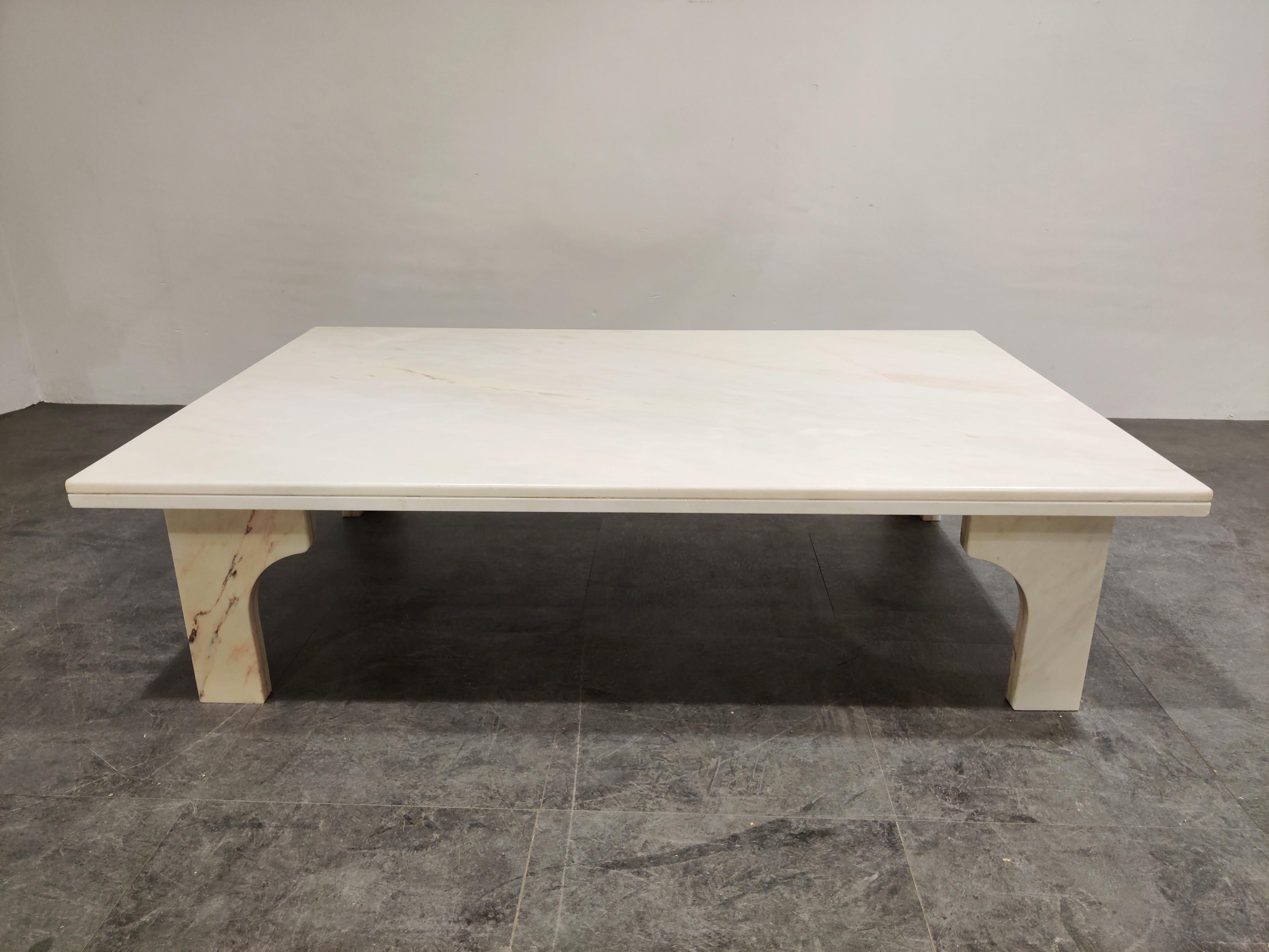 Mid-20th Century Vintage White Marble Coffee Table, 1970s