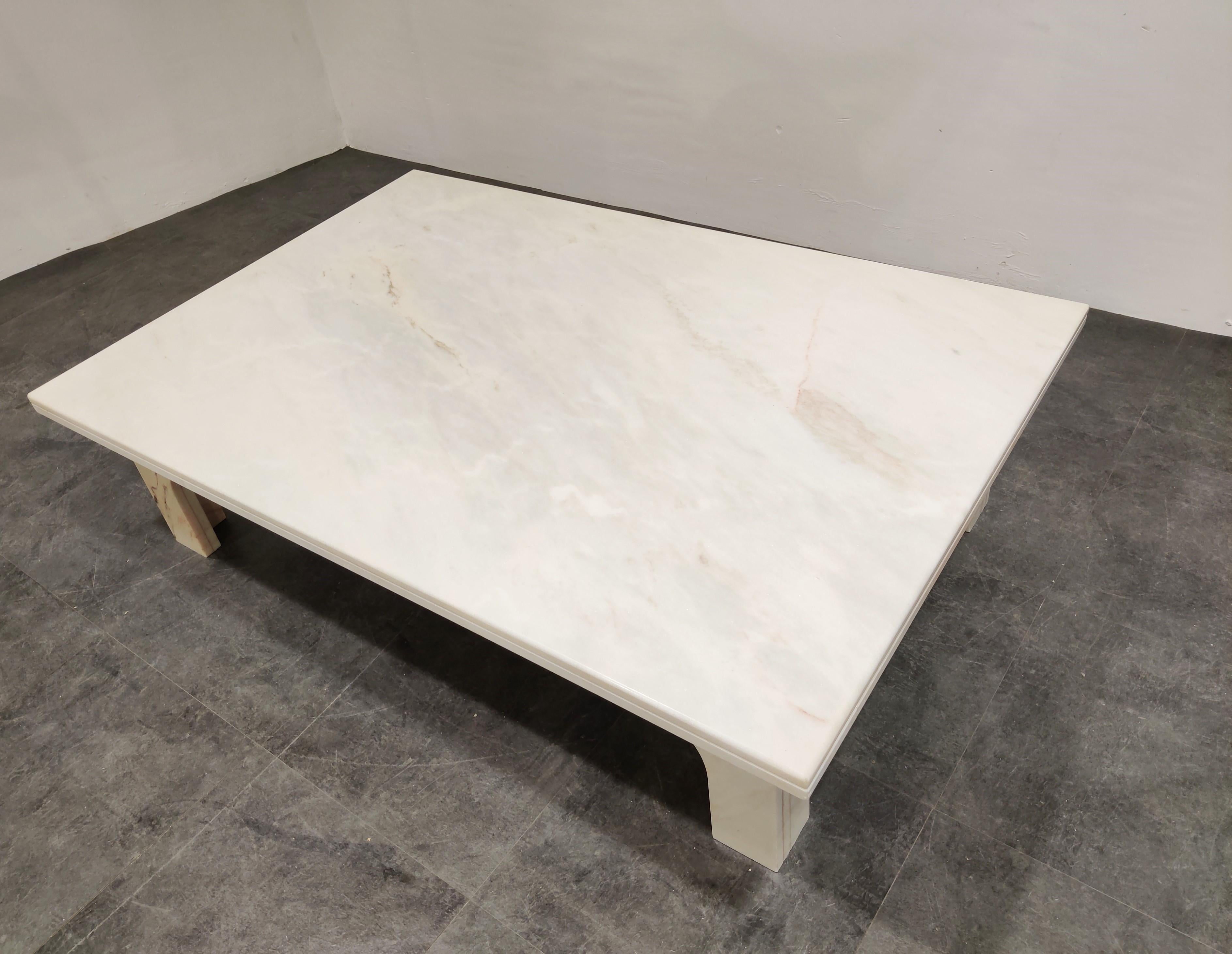 Vintage White Marble Coffee Table, 1970s 1