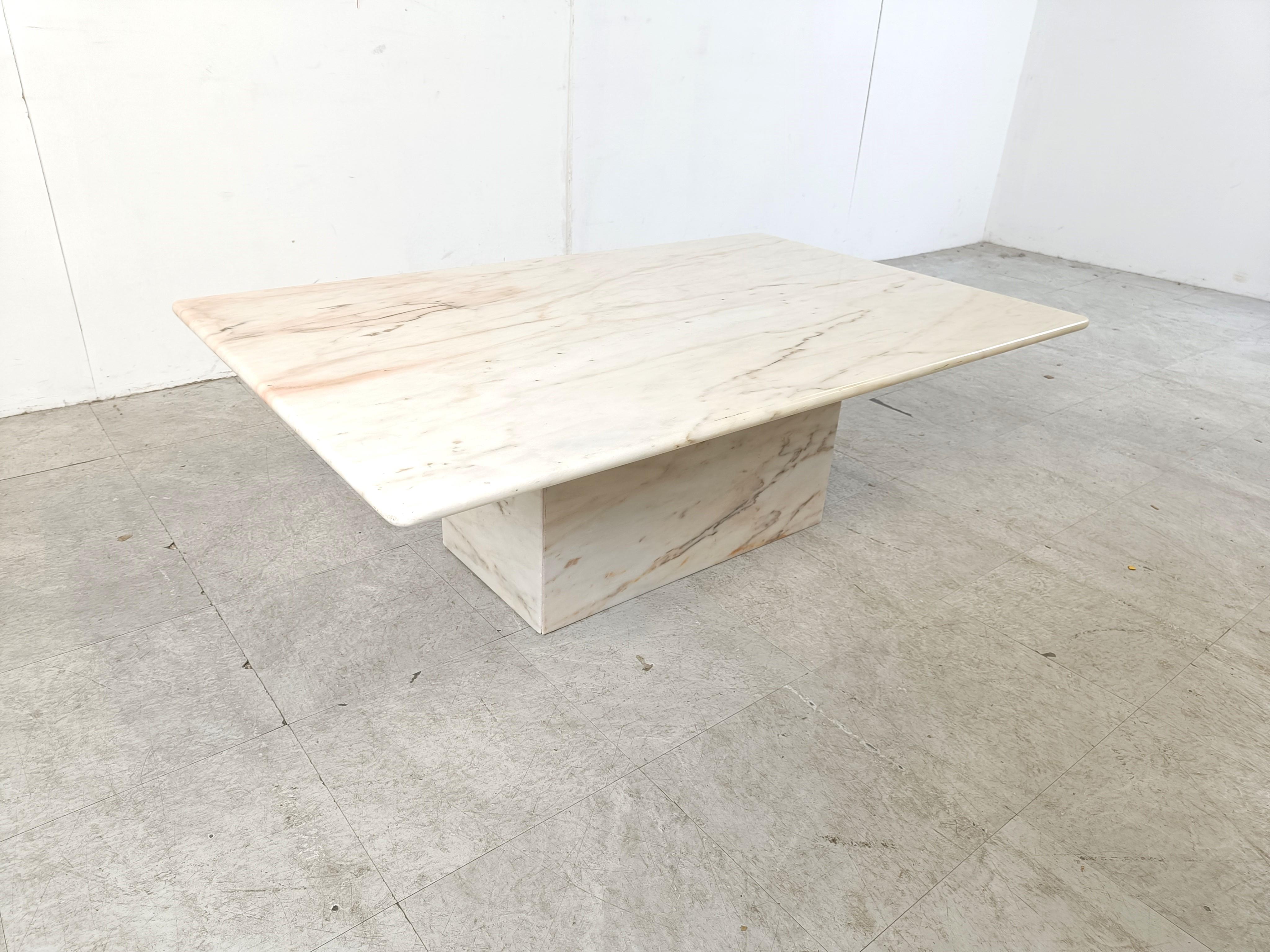 Marble Vintage white marble coffee table, 1970s