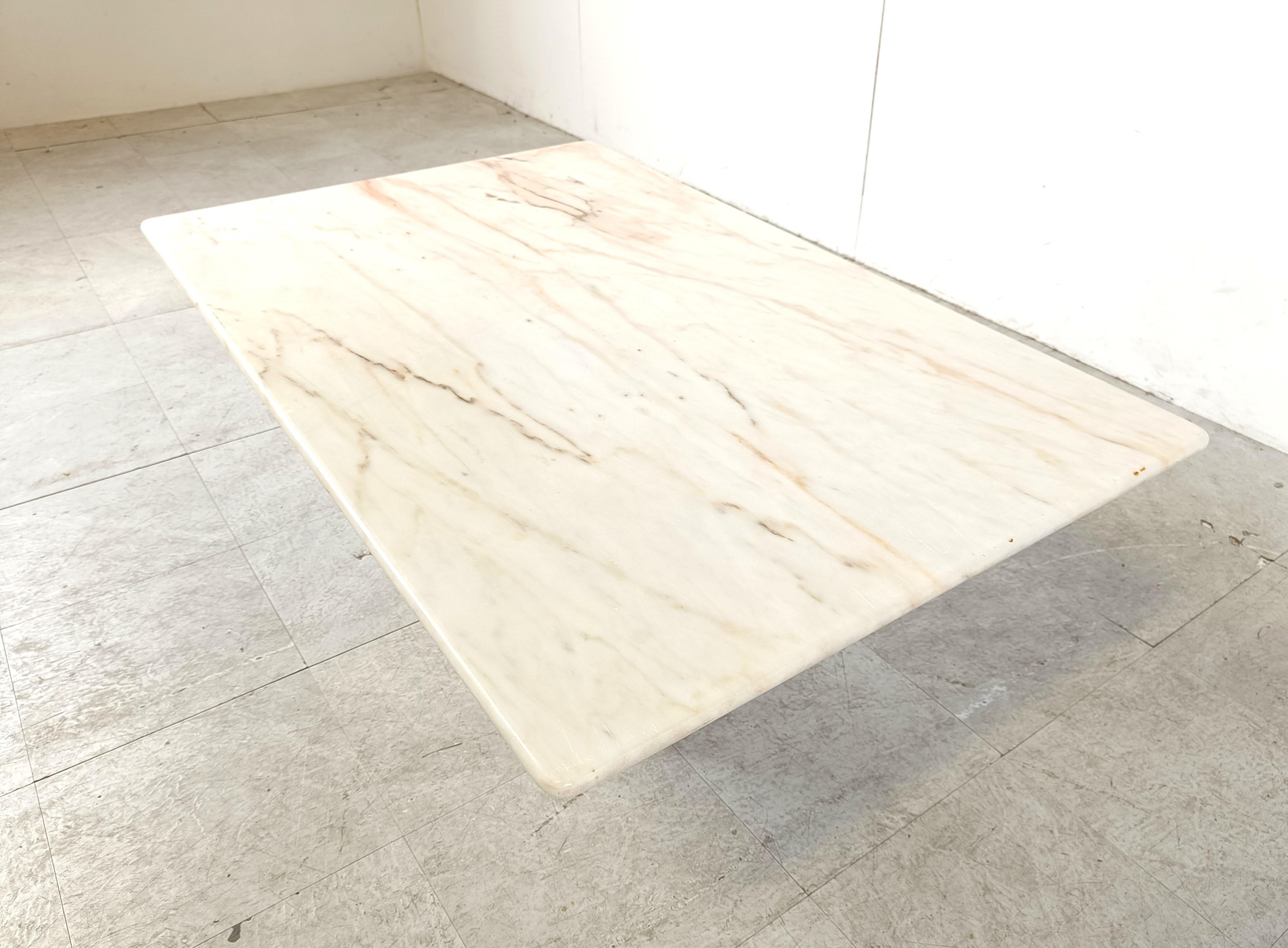Vintage white marble coffee table, 1970s 2