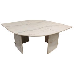 Vintage White Marble Coffee Table, 1970s