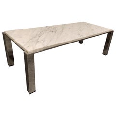 Vintage White Marble Coffee Table, 1970s