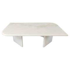 Vintage white marble coffee table, 1970s