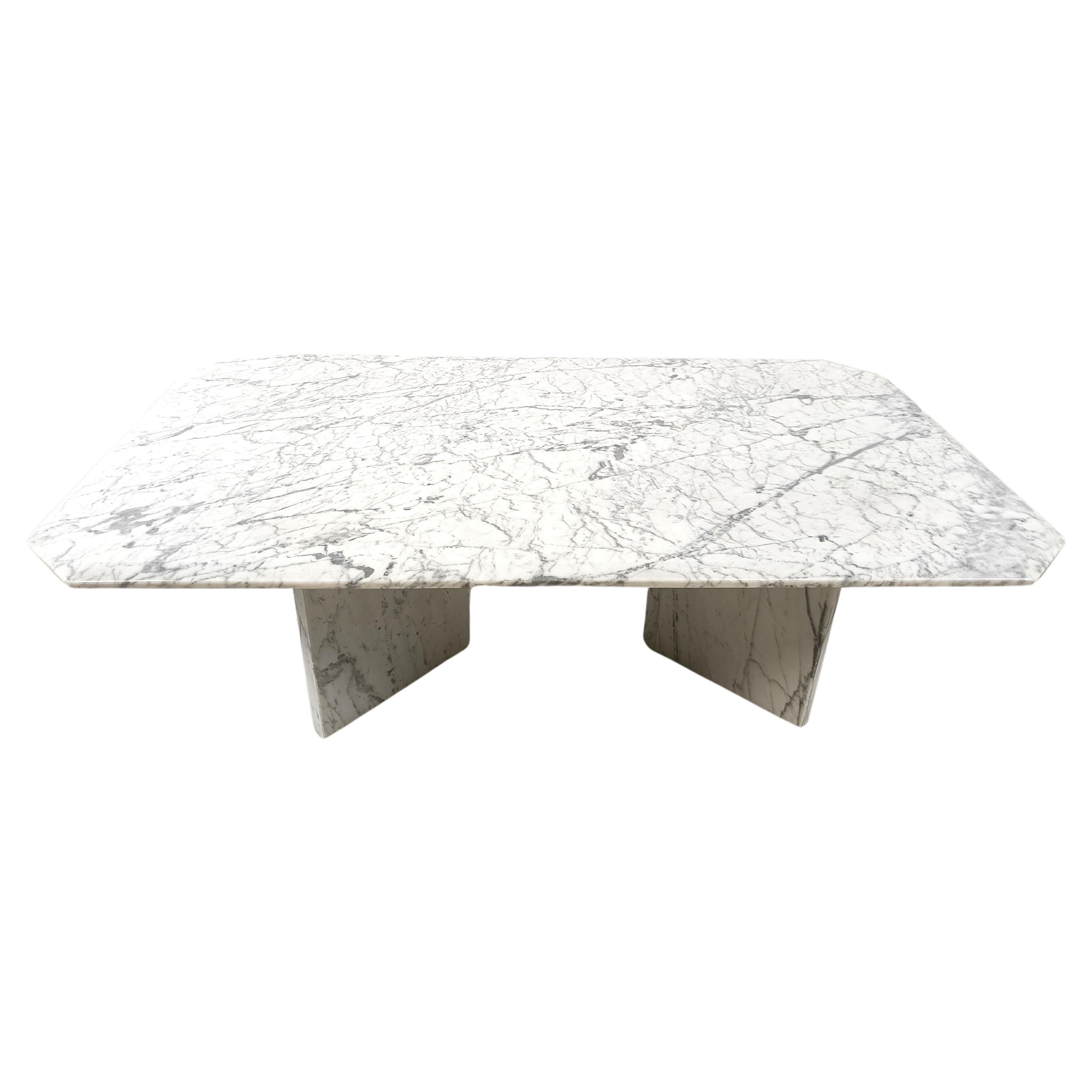 Vintage white marble coffee table, 1970s For Sale