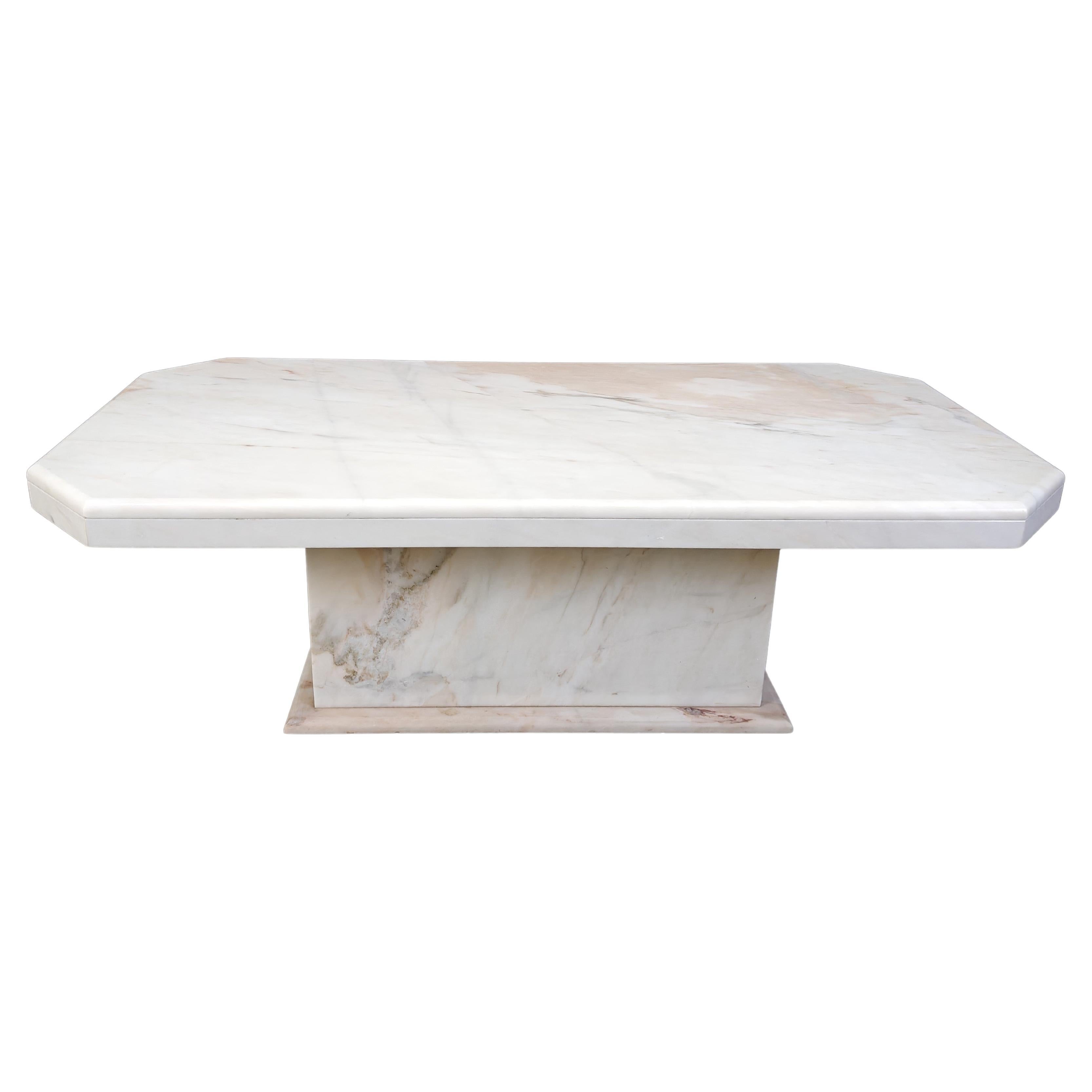 Mesa de centro vintage de mármol blanco, años 70