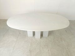 Vintage white marble dining table, 1970s