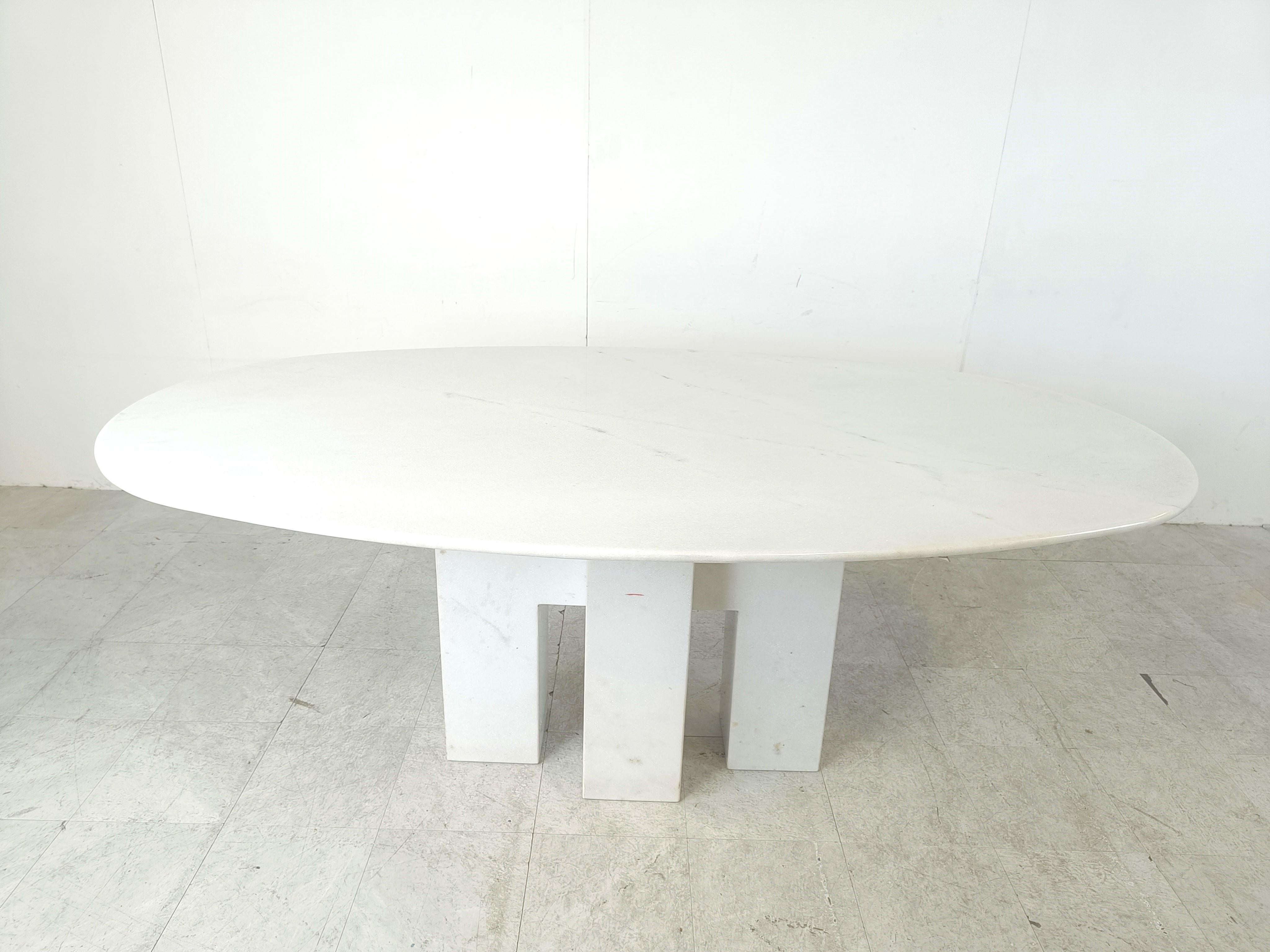 Mid-Century Modern Vintage white marble dining table, 1970s