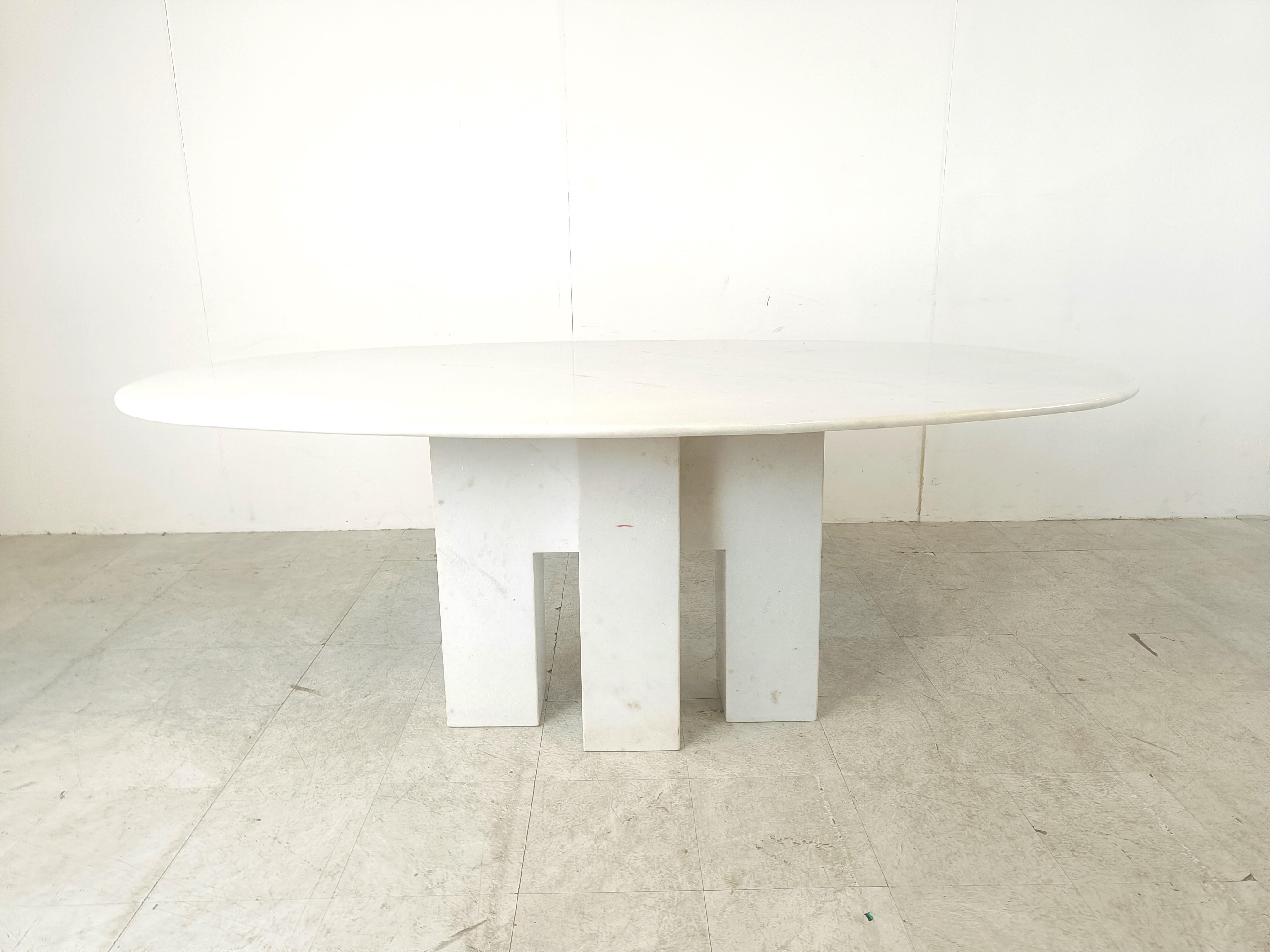 Italian Vintage white marble dining table, 1970s