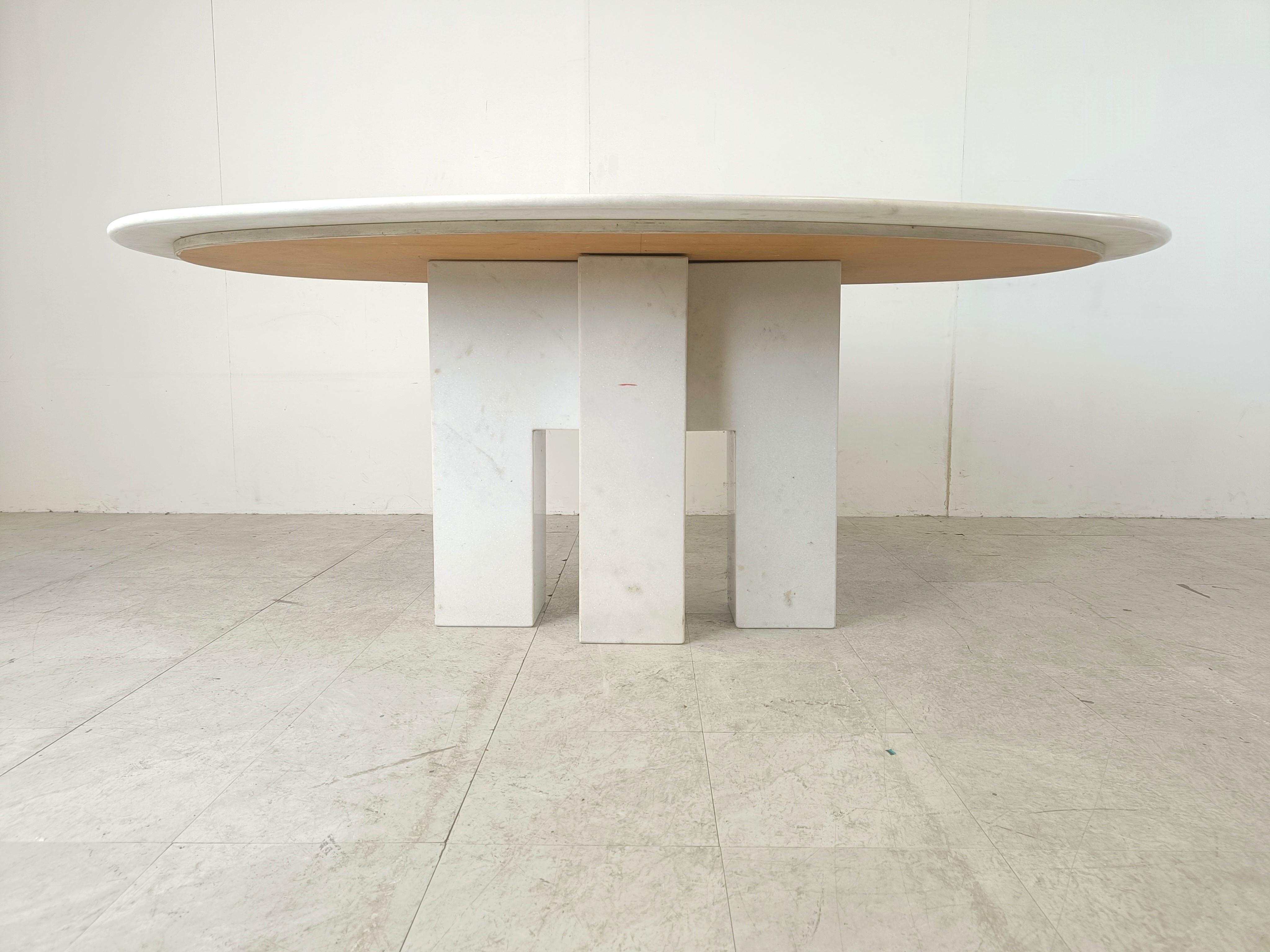 Late 20th Century Vintage white marble dining table, 1970s