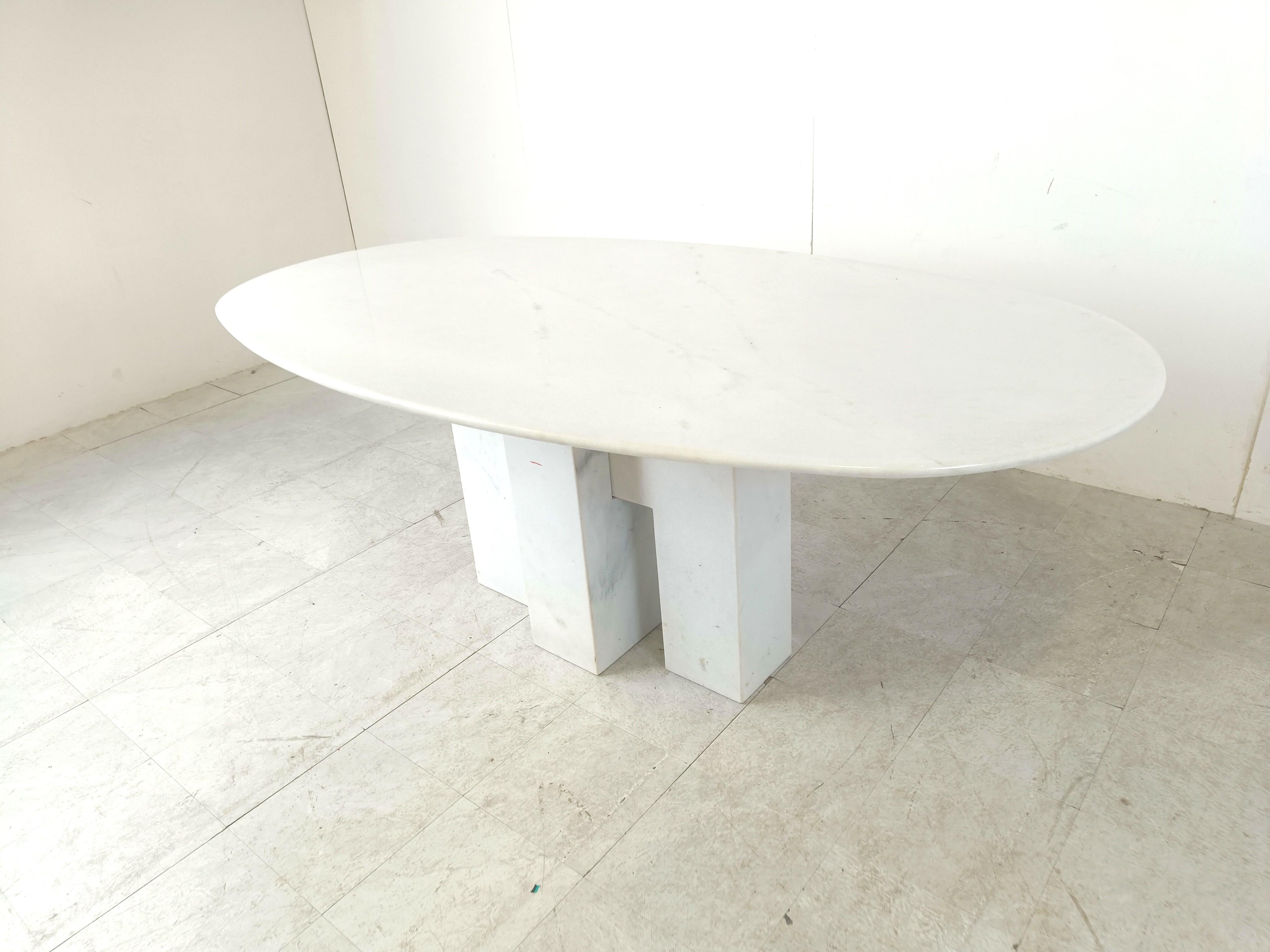 Marble Vintage white marble dining table, 1970s