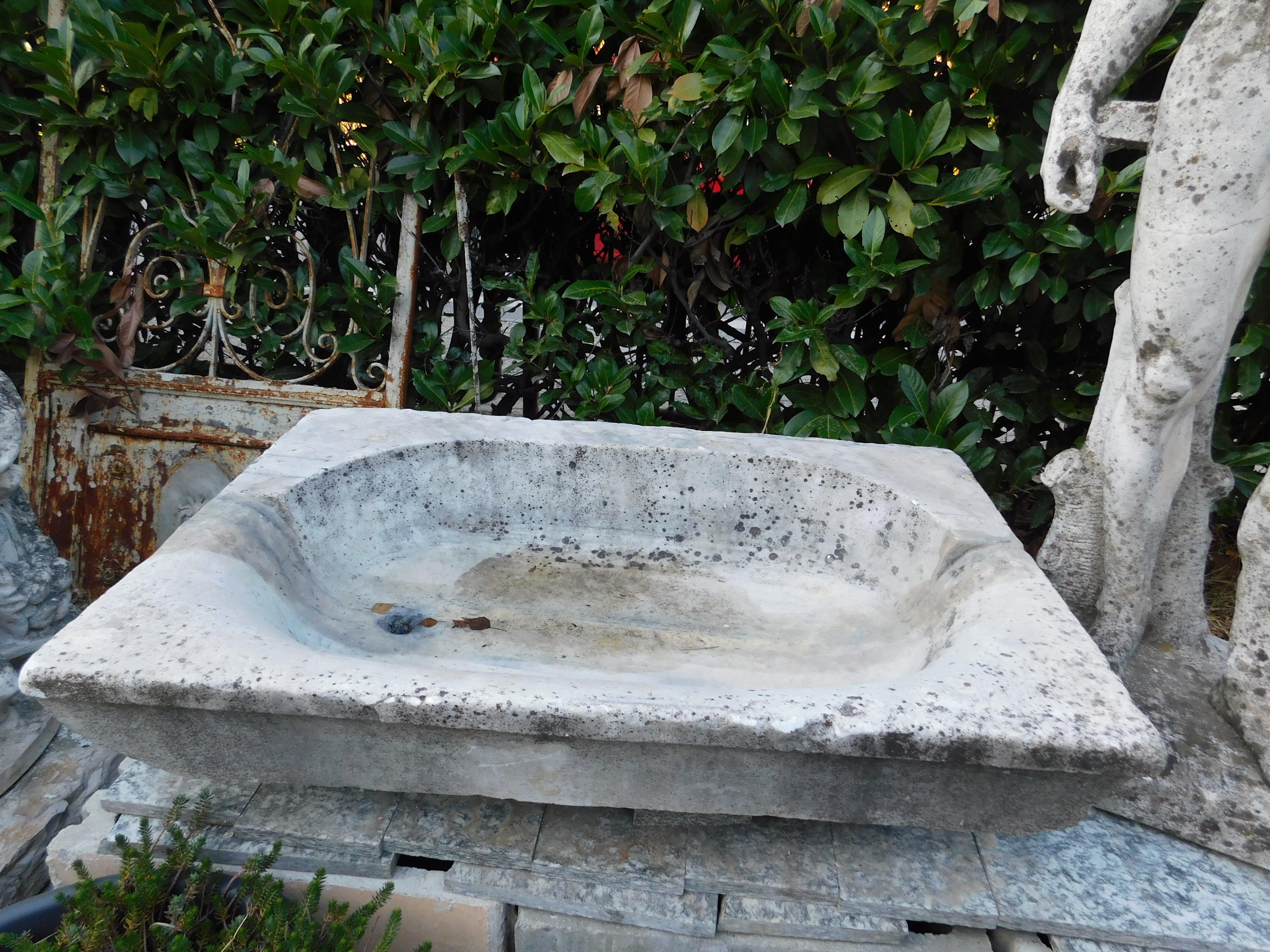 vintage white marble sink, with drain hole, hand carved in white marble block, from the 1900s in Italy.
Also ideal for interiors, bathrooms, gardens, kitchens, etc... leave room for imagination. measures cm w 100x H 25 x D 68.