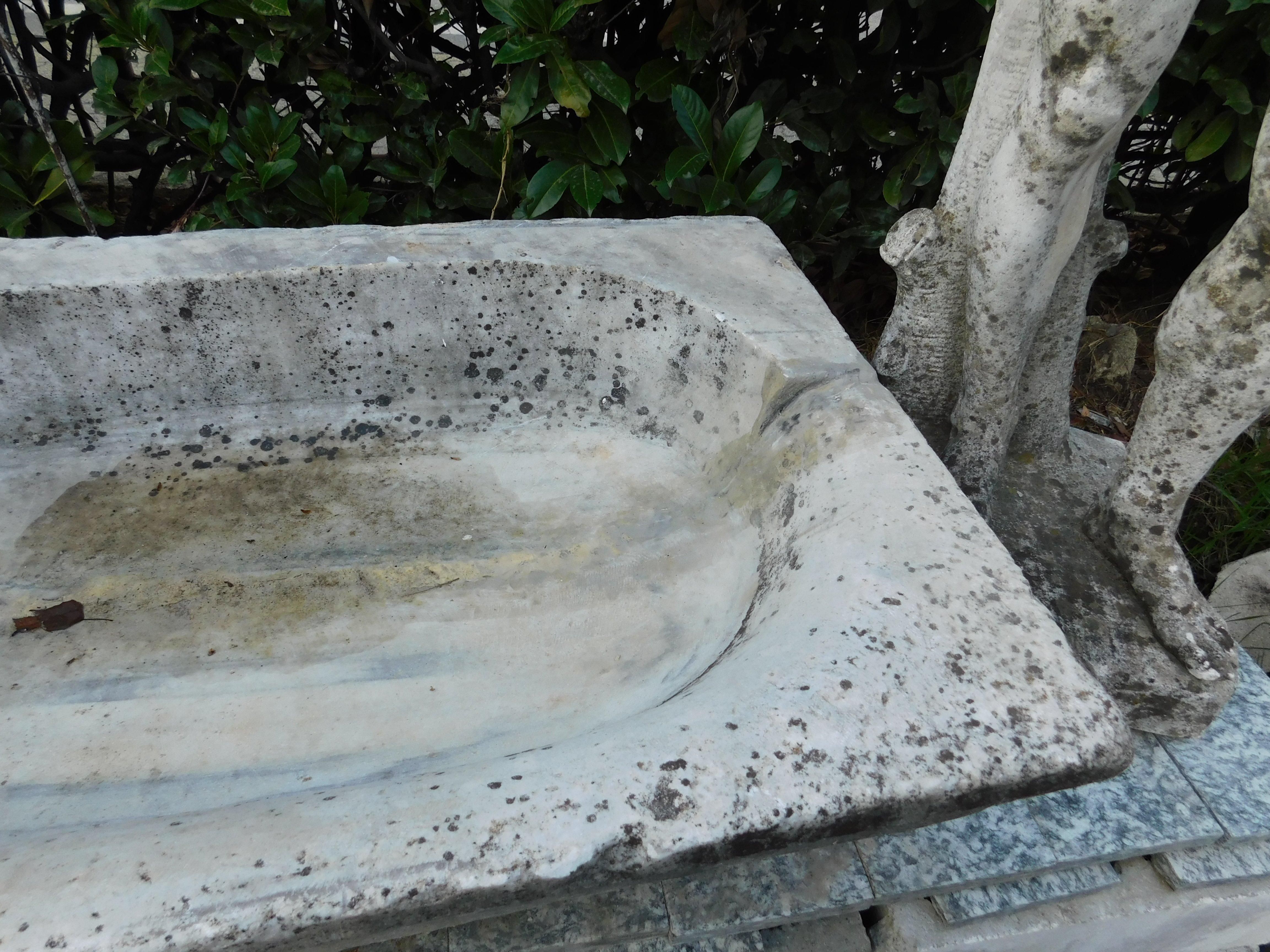 Italian Vintage White Marble Stone Sink, 1900s Italy For Sale