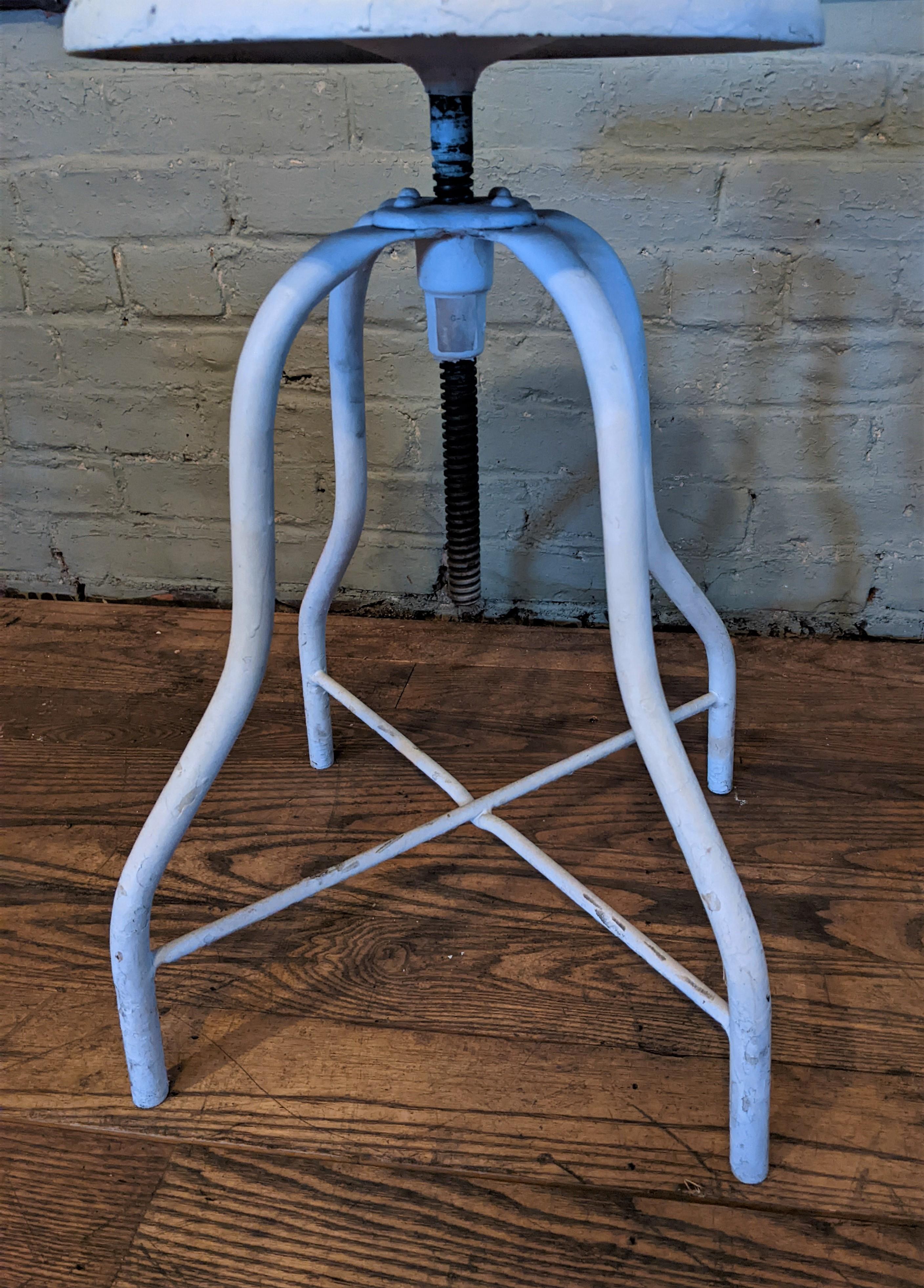 20th Century Vintage White Medical Stool For Sale