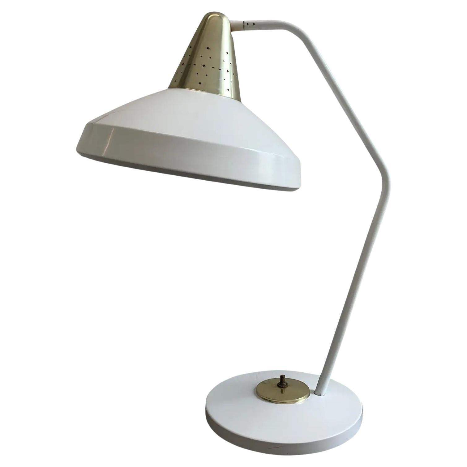 Vintage White Metal Desk Lamp by Swivelier, Attributed to Bill Scarlett, 1960s For Sale