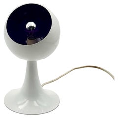 Vintage White Metal Tulip Table Lamp with Purple Interior, Italy