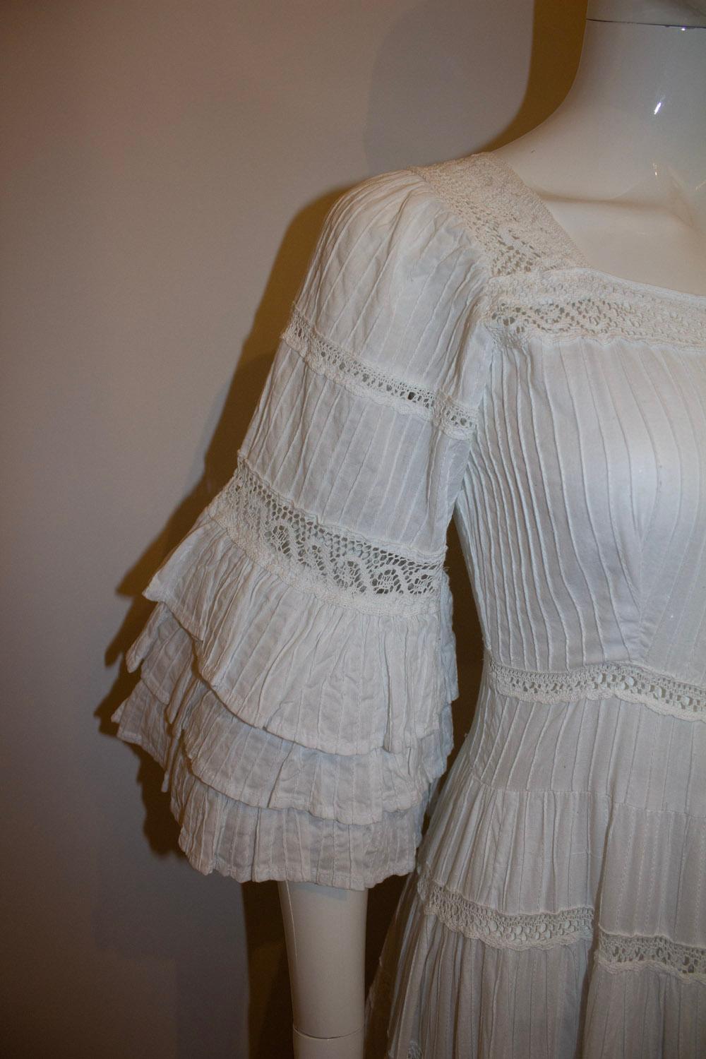 Women's or Men's Vintage White Mexicana Wedding Dress / White Gown For Sale
