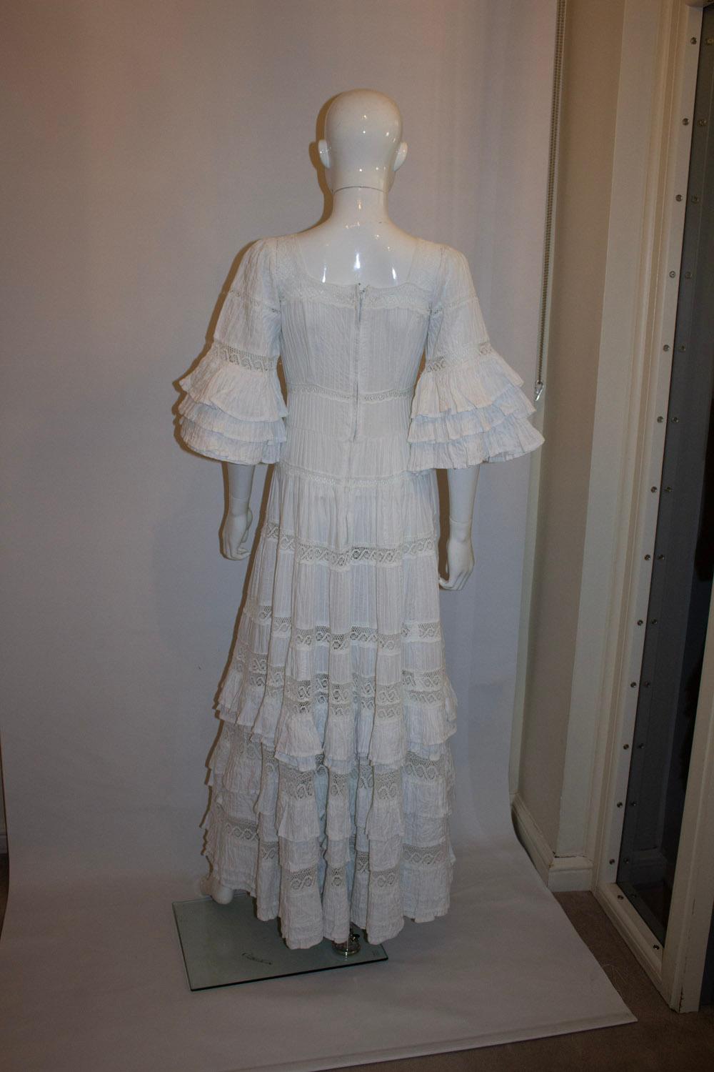 Vintage White Mexicana Wedding Dress / White Gown For Sale 1