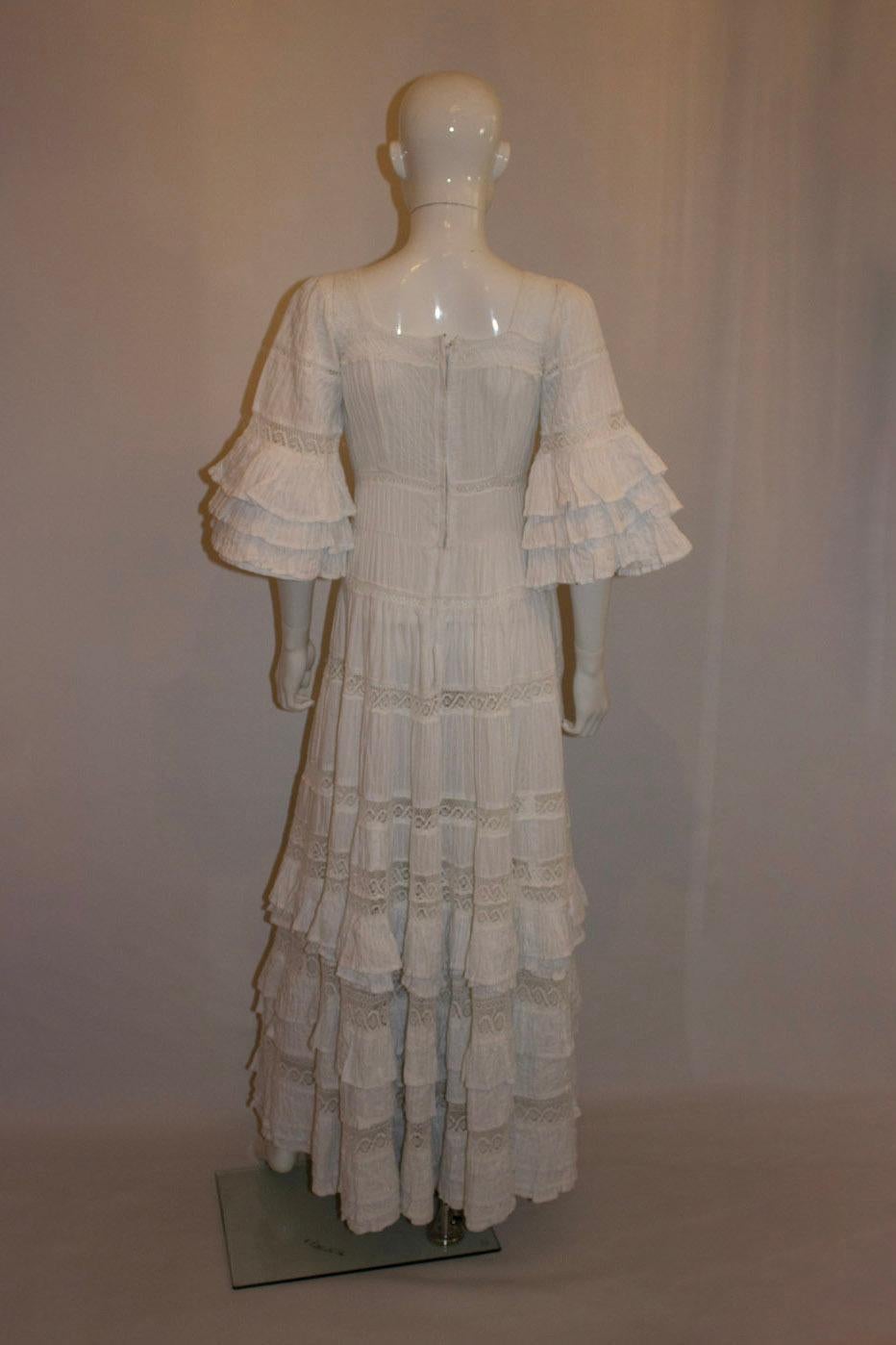 Vintage White Mexicana Wedding Dress / White Gown For Sale 2
