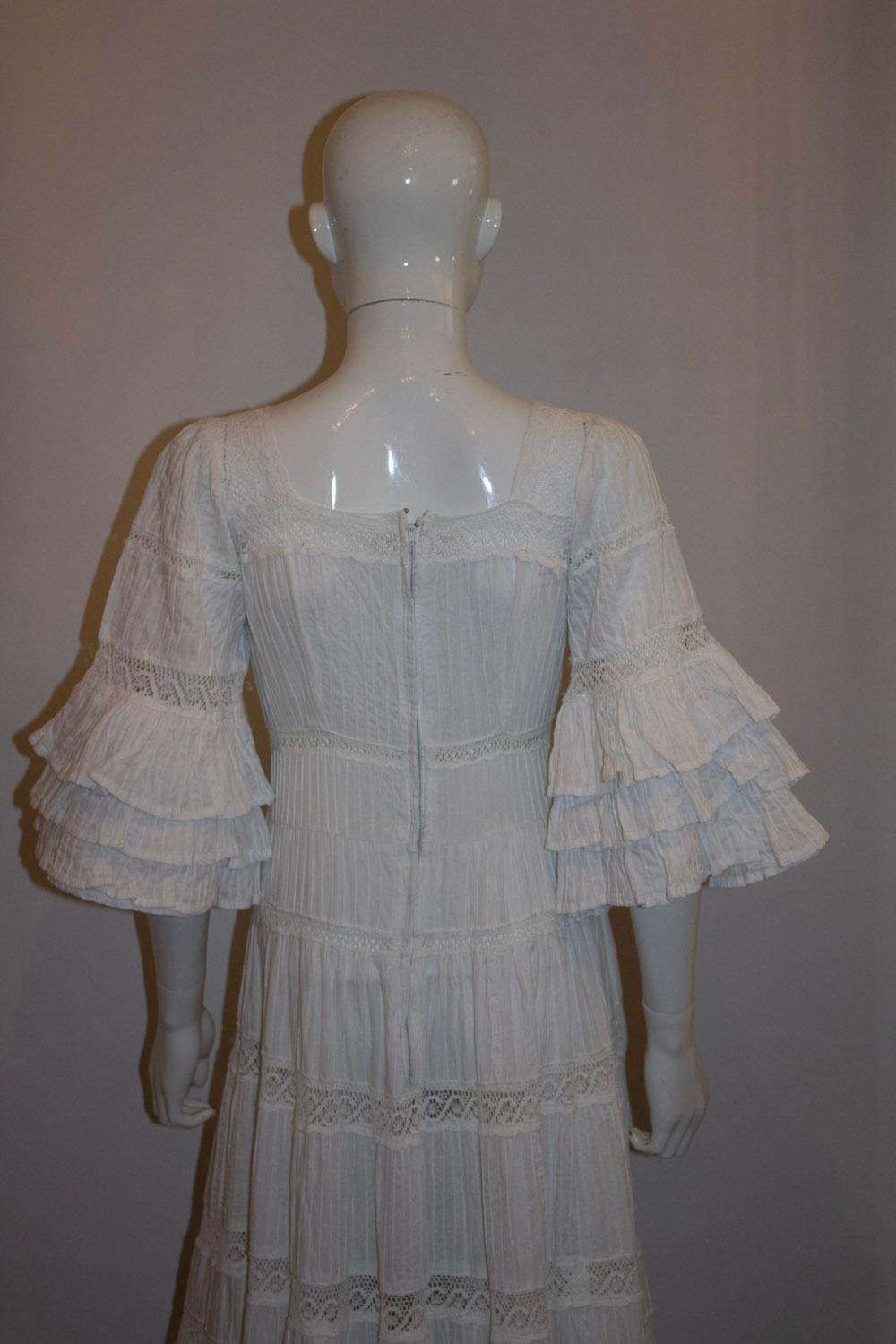 Vintage White Mexicana Wedding Dress / White Gown For Sale 3