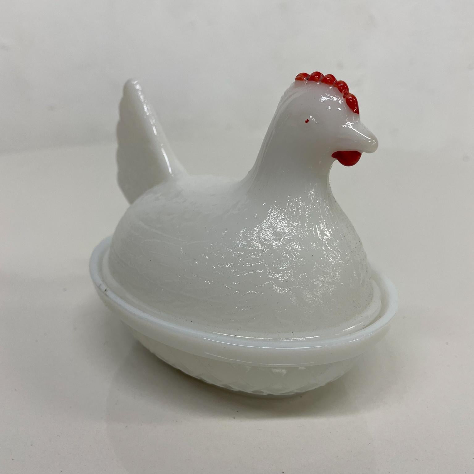 red glass chicken candy dish