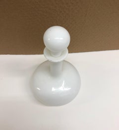 Vintage White Milk Glass Wine Decanters With Stoppers