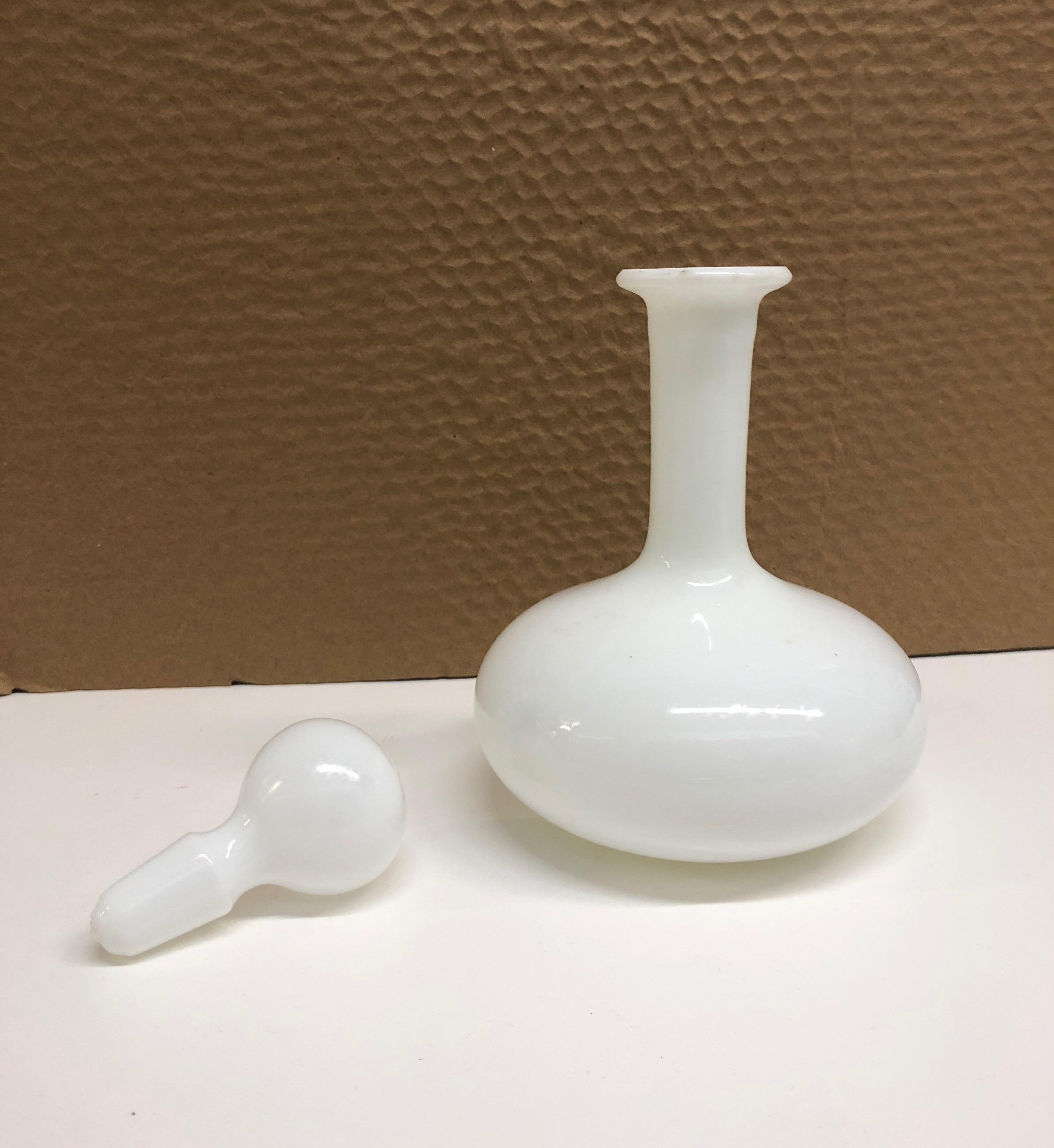 milk glass decanter with stopper