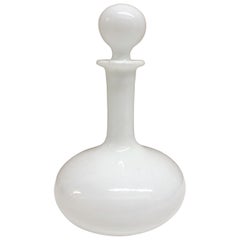 Vintage White Milk Glass Wine Decanters with Stoppers