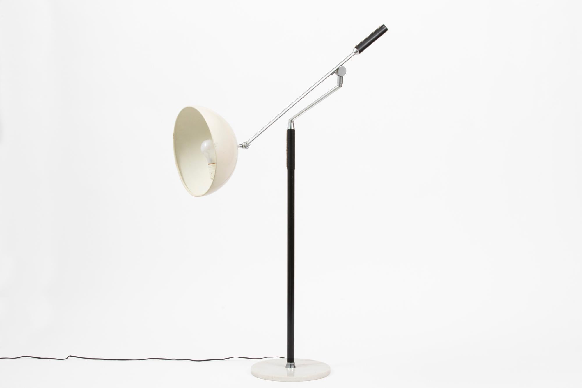 Mid-Century Modern Vintage White Modernist Italian Floor Lamp Distributed by Koch & Lowy